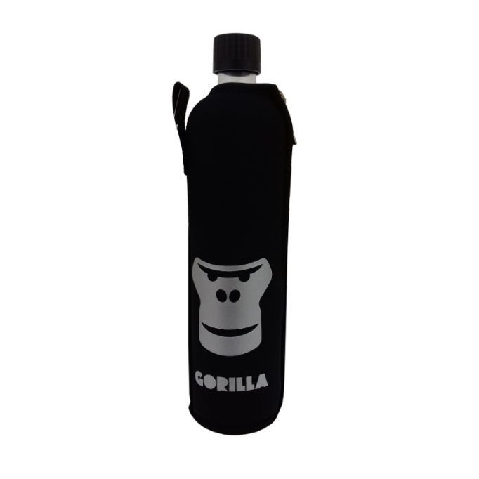 Sklenená fľaša 0,5 l v neopréne s motívom gorila, H1230-14