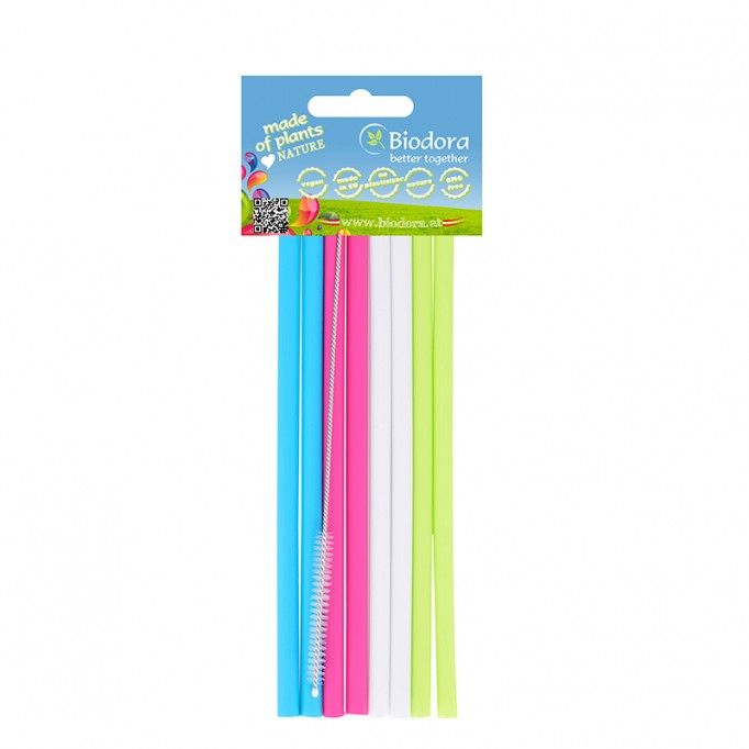 Sada 8 bioplastových slamiek s kefkou na čistenie, B1289
