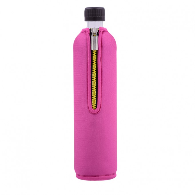 Sklenená fľaša 0,5 l v neopréne ružová, H1230-05