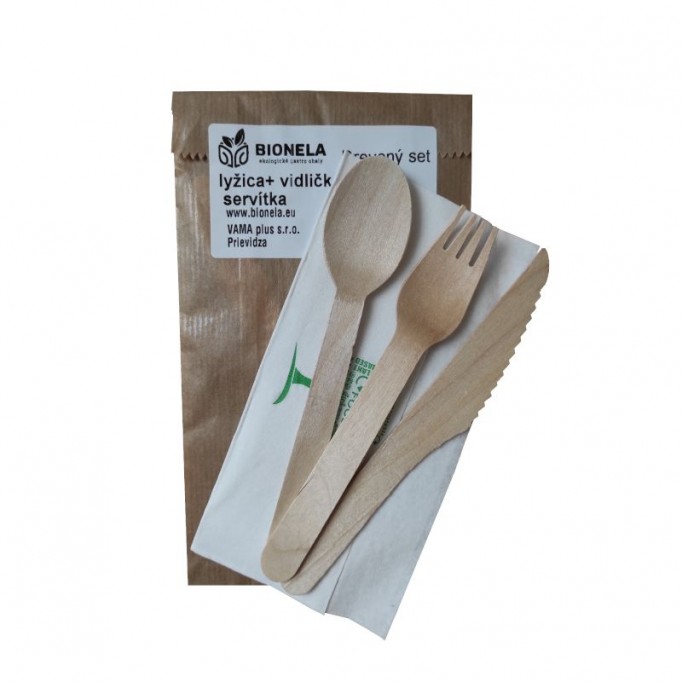 Príborový set drevený 16cm, 1ks VT-KFS WN